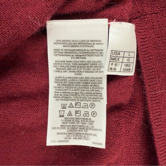 Brooks Brothers Men's Size Large 100% Merino Wool Red Sweater Made in Vietnam - Picture 6 of 10